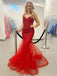 Sexy Spaghetti Strap Mermaid Sleeveless Prom Dresses With Trailing For Party, PG153