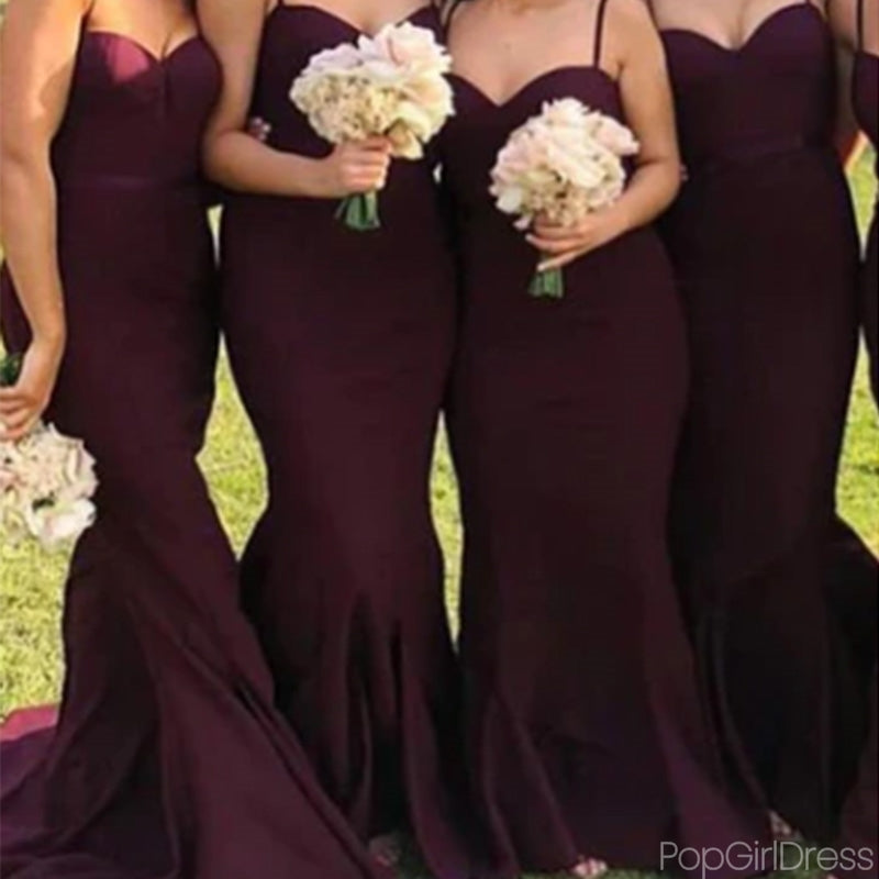 Formal Spaghetti Strap Sleeveless Mermaid Long Bridesmaid Dresses For Wedding Party, PGB10