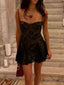 Sexy Spaghetti Strap Sleeveless A-line Black Homecoming Dresses For Party, PGH465