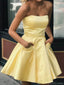 Casual Sweetheart Sleeveless Short Yellow A-line Homecoming Dresses, PGH25