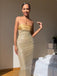 Gorgeous Sweetheart Sleeveless Mermaid Champagne Long Prom Dresses For Party, PG494