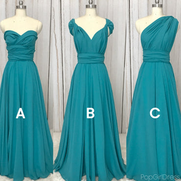 Formal Mismatched Sleeveless A-line Long Bridesmaid Dresses For Wedding Party, PGB21