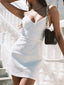 Sexy Spaghetti Strap Sleeveless White Short Mermaid Homecoming Dresses, PGH42