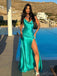 Sexy Spaghetti Strap Sleeveless Mermaid Satin Long Prom Dresses For Party, PG735