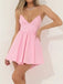 Sexy Spaghetti Strap Sleeveless Short A-line Pink Homecoming Dresses, PGH36