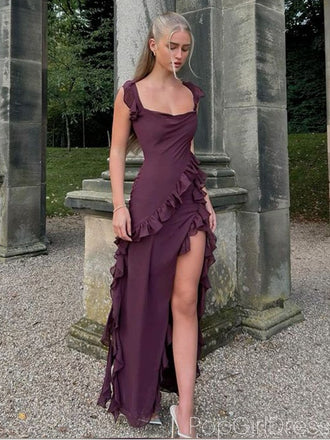 Soft Spaghetti Strap Sleeveless Mermaid Satin Long Prom Dresses For Party, PG603