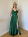 Sexy Spaghetti Strap Sleeveless A-line Satin Long Prom Dresses For Party, PG325