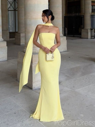 Simple Sweetheart Sleeveless Mermaid Crepe Long Prom Dresses For Party, PG535