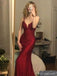 Sexy Spaghetti Strap Sleeveless Mermaid Satin Long Prom Dresses For Party, PG377
