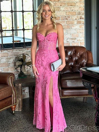 Elegant Sweetheart Sleeveless Mermaid Lace Long Prom Dresses For Party, PG753