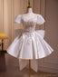 Elegant Cap Sleeve A-line Short White Homecoming Dresses For Wedding Party, PGH16