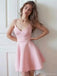 Sexy Spaghetti Strap Sleeveless Short Pink A-line Homecoming Dresses, PGH30