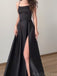Soft Spaghetti Strap Sleeveless Mermaid Satin Long Prom Dresses For Party, PG777