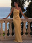 Sexy One-shoulder Sleeveless Mermaid Satin Long Prom Dresses For Party, PG785