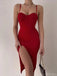 Sexy Spaghetti Strap Sleeveless Mermaid Red Homecoming Dresses, PGH18