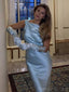 Soft One-shoulder Sleeveless Mermaid Satin Long Prom Dresses For Party, PG815