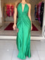 Sexy Halter Sleeveless Mermaid Satin Long Prom Dresses For Party, PG758