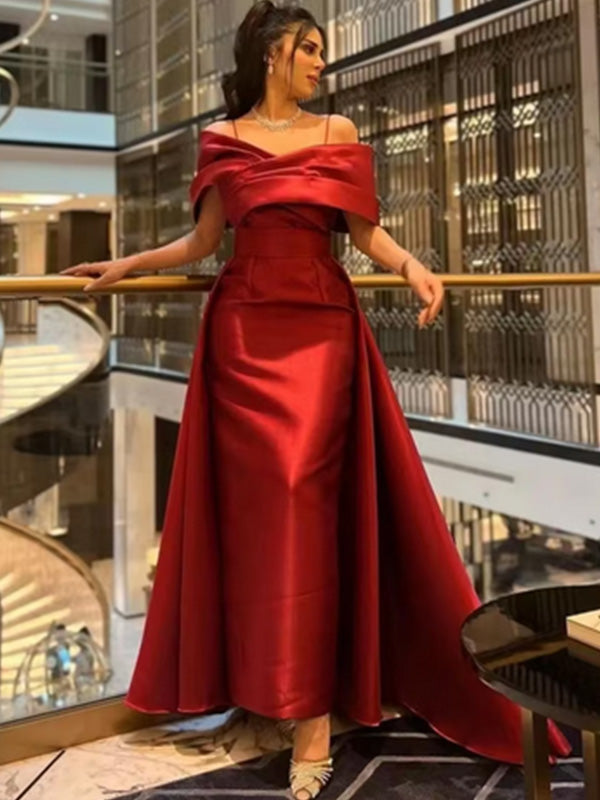Formal Off-shoulder Sleeveless Mermaid Long Prom Dresses For Party, PG505