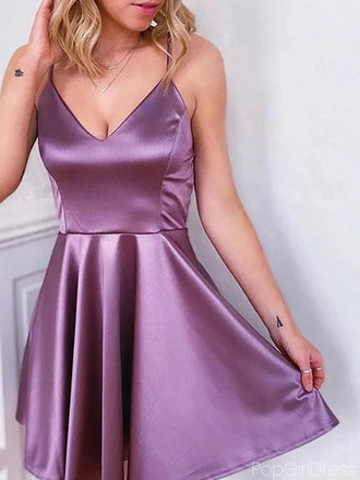 Elegant Spaghetti Strap V-neck Sleeveless Short A-line Homecoming Dresses For Party, PGH77