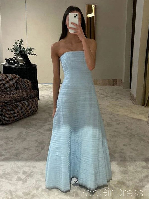 Simple Sweetheart Sleeveless A-line Satin Long Prom Dresses For Party, PG974