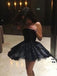 Shiny Sweetheart Sleeveless A-line Sequin Short Black Homecoming Dresses For Party, PGH413