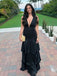 Formal V-neck Sleeveless A-line Satin Long Prom Dresses For Party, PG723