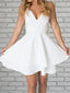 Casual Spaghetti Strap V-neck Sleeveless Short A-line White Homecoming Dresses For Party, PGH83