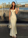 Soft Spaghetti Strap Sleeveless Mermaid Satin Long Prom Dresses For Party, PG691