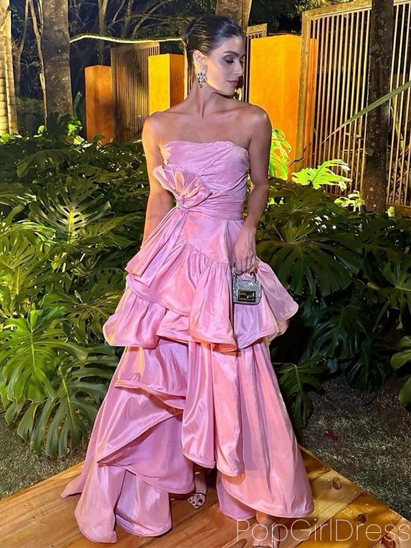 Elegant Sweetheart Sleeveless A-line Satin Pink Long Prom Dresses For Party, PG563