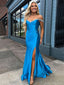 Elegant Off-shoulder Mermaid Sleeveless With Front Slit Long Prom Dresses For Party, PG117