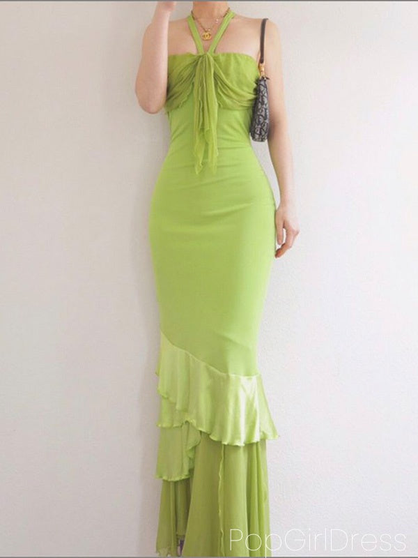 Cute Halter Sleeveless Mermaid Jersey Long Prom Dresses For Party, PG1012