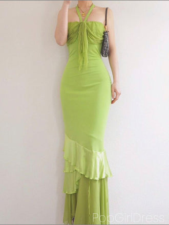 Cute Halter Sleeveless Mermaid Jersey Long Prom Dresses For Party, PG1012