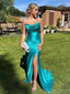 Soft Spaghetti Strap Sleeveless Mermaid Satin Long Prom Dresses For Party, PG639