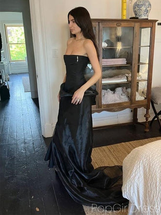 Sexy Sweetheart Sleeveless Mermaid Satin Long Prom Dresses For Party, PG874