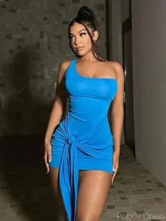 Sexy One-shoulder Sleeveless Short Mermaid Homecoming Dresses For Party, PGH85