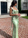 Soft Spaghetti Strap Sleeveless Mermaid Satin Long Prom Dresses For Party, PG487