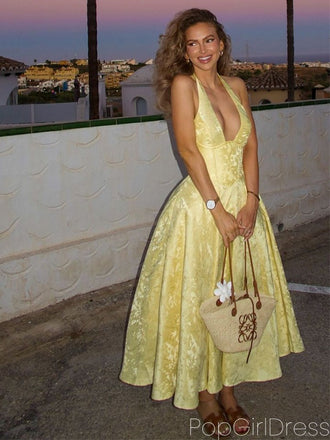 Sexy V-neck Sleeveless Mermaid Satin Long Prom Dresses For Party, PG705