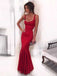 Sexy Scoop Sleeveless Mermaid Satin Long Prom Dresses For Party, PG369