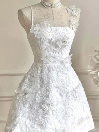 Elegant Spaghetti Strap Sleeveless A-line Short Homecoming Dresses, PGH03