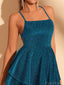 Sexy Spaghetti Strap Sleeveless Short A-line Shiny Homecoming Dresses, PGH58