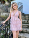 Cute V-neck Sleeveless A-line Tulle Pink Homecoming Dresses For Party, PGH449