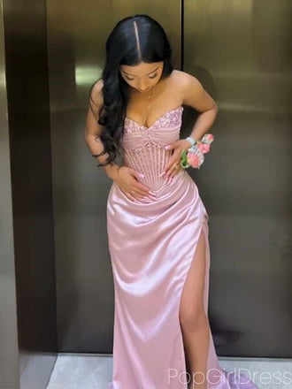 Elegant Sweetheart Sleeveless Mermaid Satin Long Prom Dresses For Party, PG647