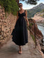 Simple Spaghetti Strap Sleeveless A-line Satin Long Prom Dresses For Party, PG437
