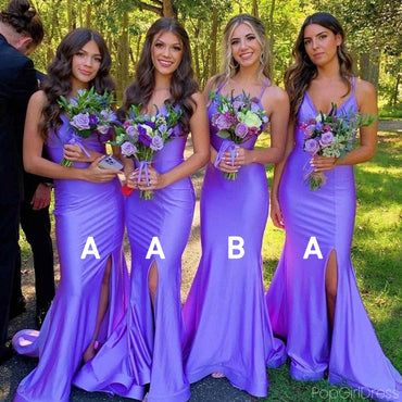 Sexy Spaghetti Strap Mismatched Sleeveless Mermaid Long Bridesmaid Dresses For Wedding Party, PGB32