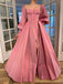 Formal Sweetheart Full Sleeve A-line Satin Long Prom Dresses For Party, PG527