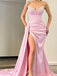 Sexy Sweetheart Sleeveless Mermaid Pink Prom Dresses With Side Split, PG29