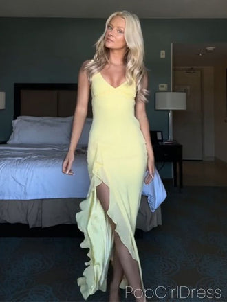 Sexy V-neck Sleeveless Mermaid Chiffon Long Prom Dresses For Party, PG986