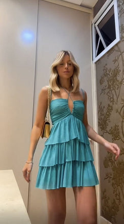 Cute Halter Sleeveless A-line Jersey Homecoming Dresses For Party, PGH489