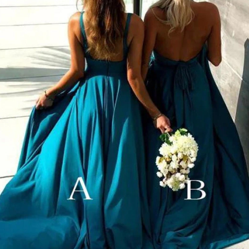 Sexy Mismatched Sleeveless Bridesmaid Dresses With Trailing For Wedding Party, PGB66