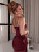 Sexy Spaghetti Strap Sleeveless Mermaid Satin Long Prom Dresses For Party, PG845